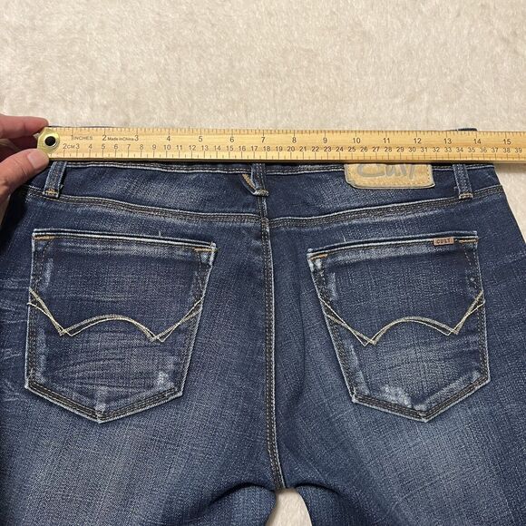 Cult of Individuality Womens Bohemi Boot Cut Distressd Denim Jeans Lo Rise Sz 27 - Picture 10 of 12